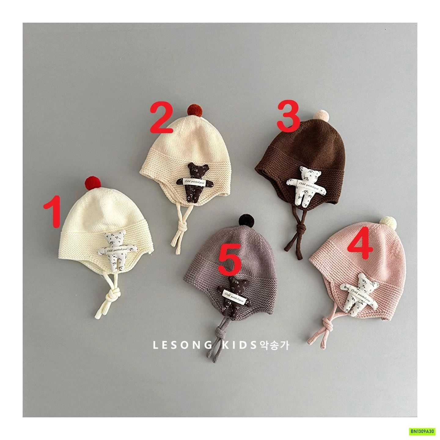 MŨ LEN DỆT GẮN GẤU