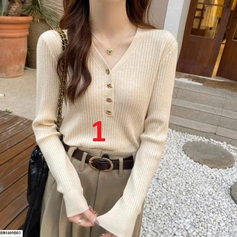 ÁO LEN CỔ V 4 CÚC