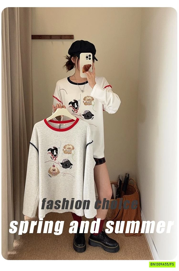 ÁO THUN VIỀN CỔ THÊU THÚ CƯNG