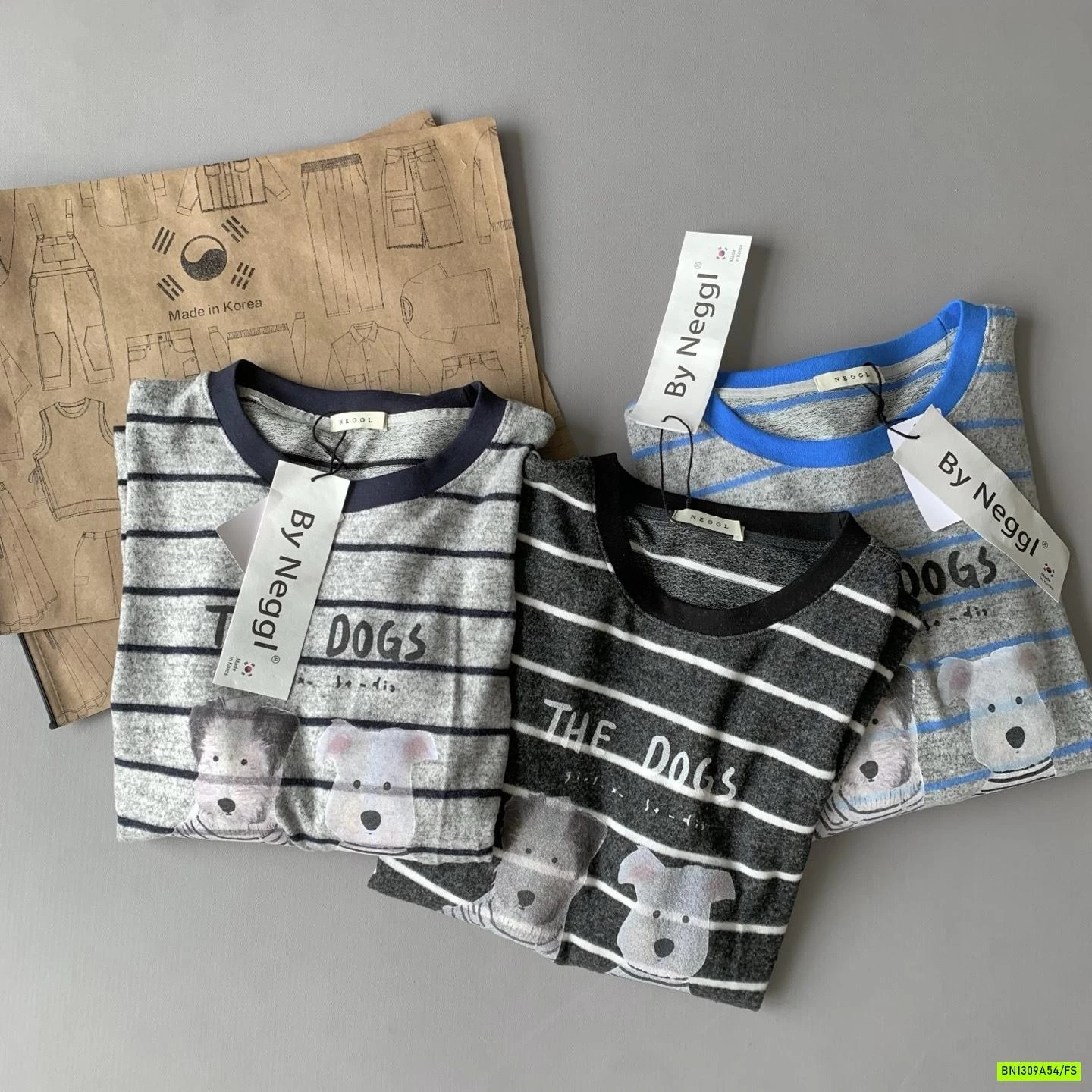 ÁO THUN DỆT KẺ NGANG IN CÚN