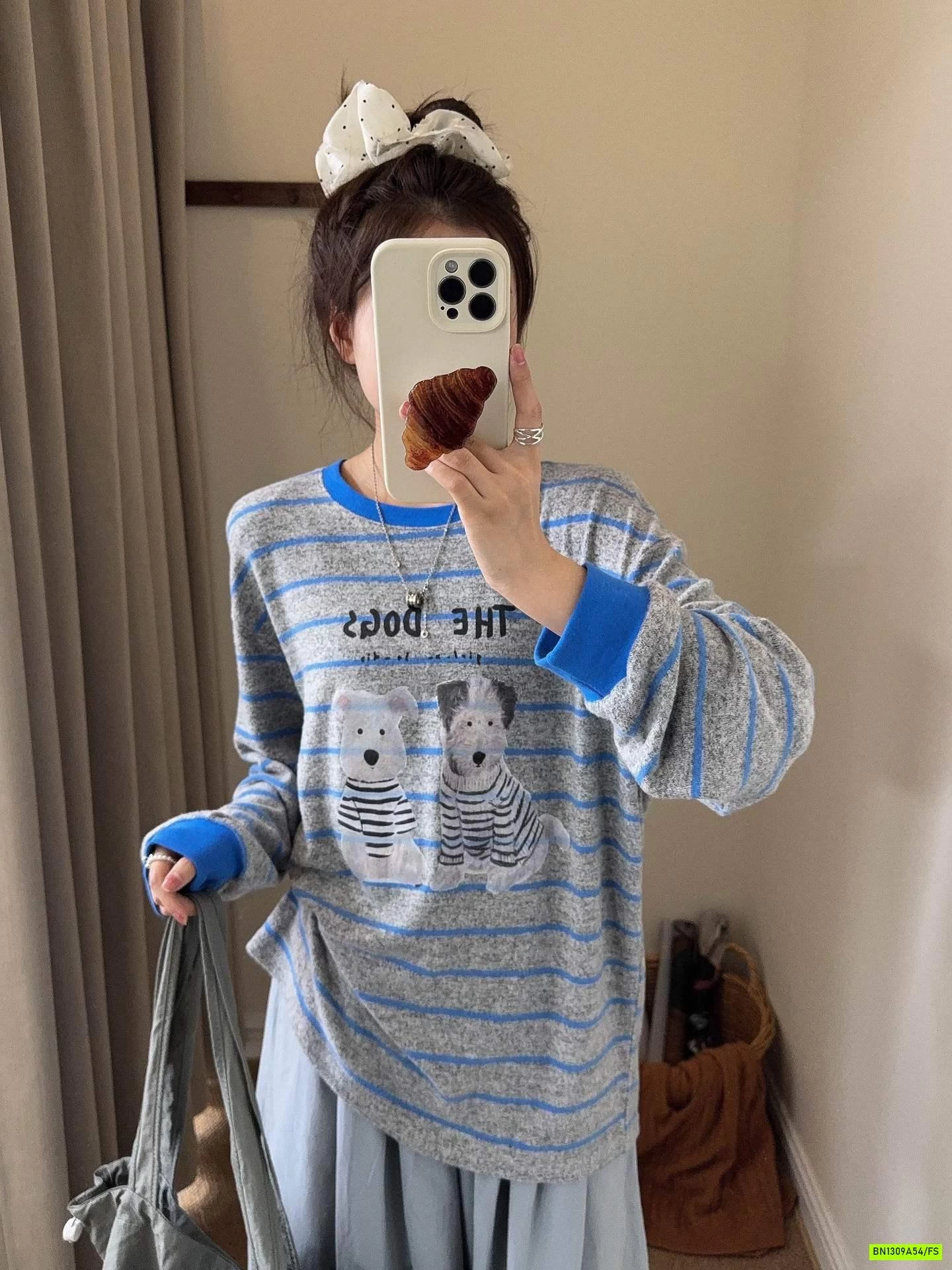 ÁO THUN DỆT KẺ NGANG IN CÚN