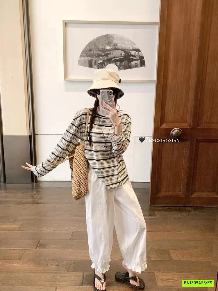 ÁO DỆT KẺ NGANG DÀI TAY