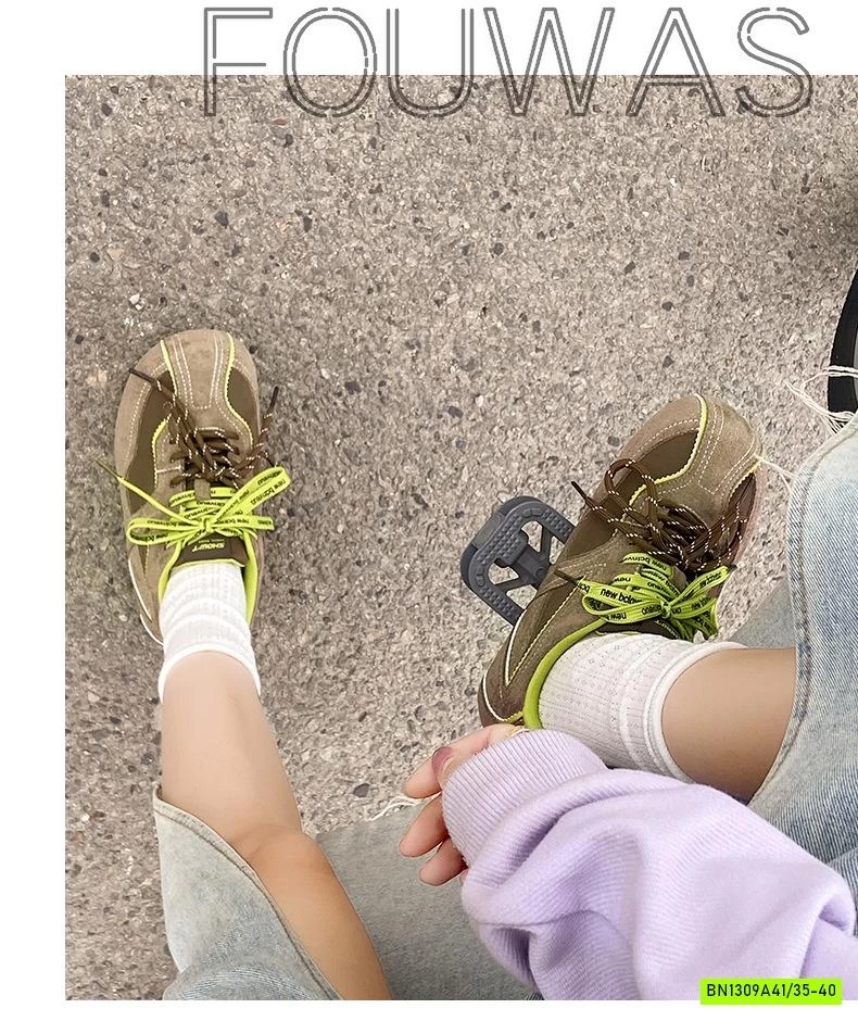 GIÀY THỂ THAO DA LỘN PHỐI MÀU DÂY NỮ