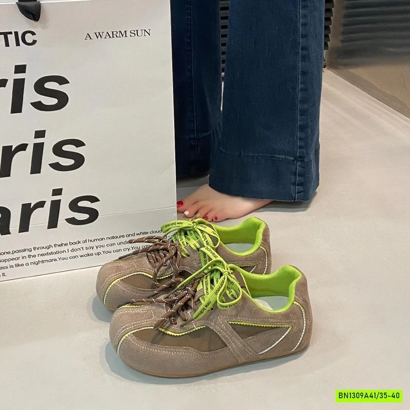 GIÀY THỂ THAO DA LỘN PHỐI MÀU DÂY NỮ