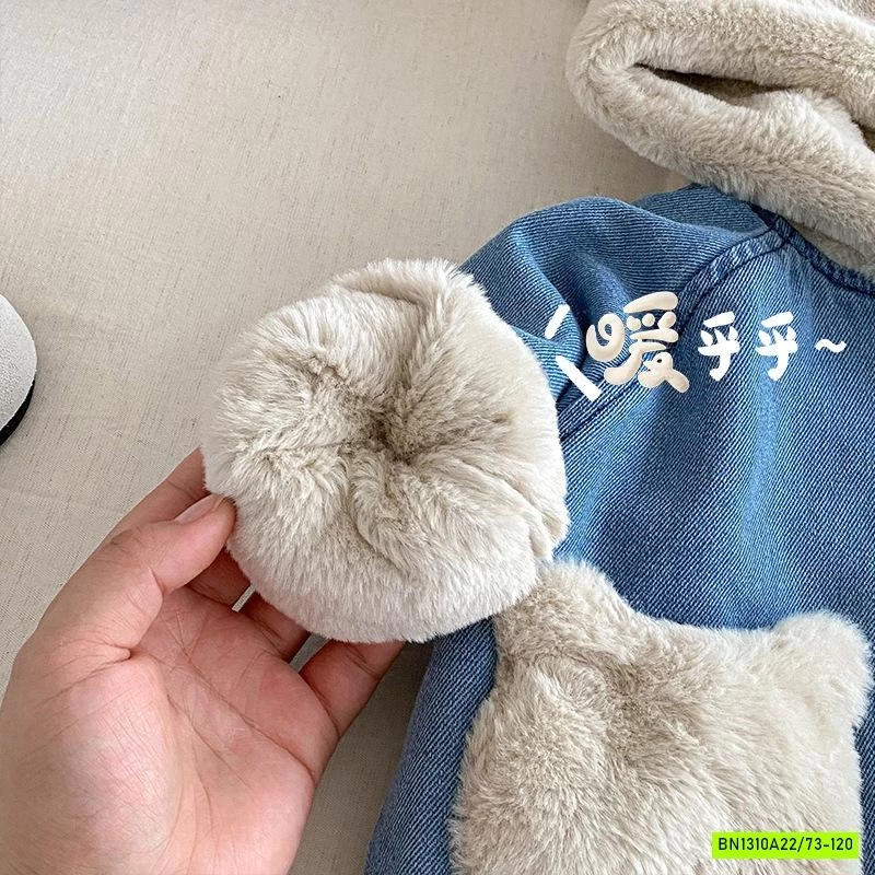 KHOÁC JEANS LÓT LÔNG MŨ GẤU