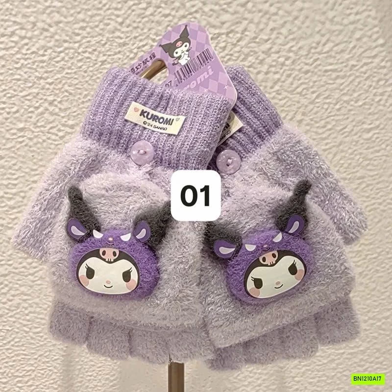 GĂNG TAY LEN KUROMI HỞ NGÓN