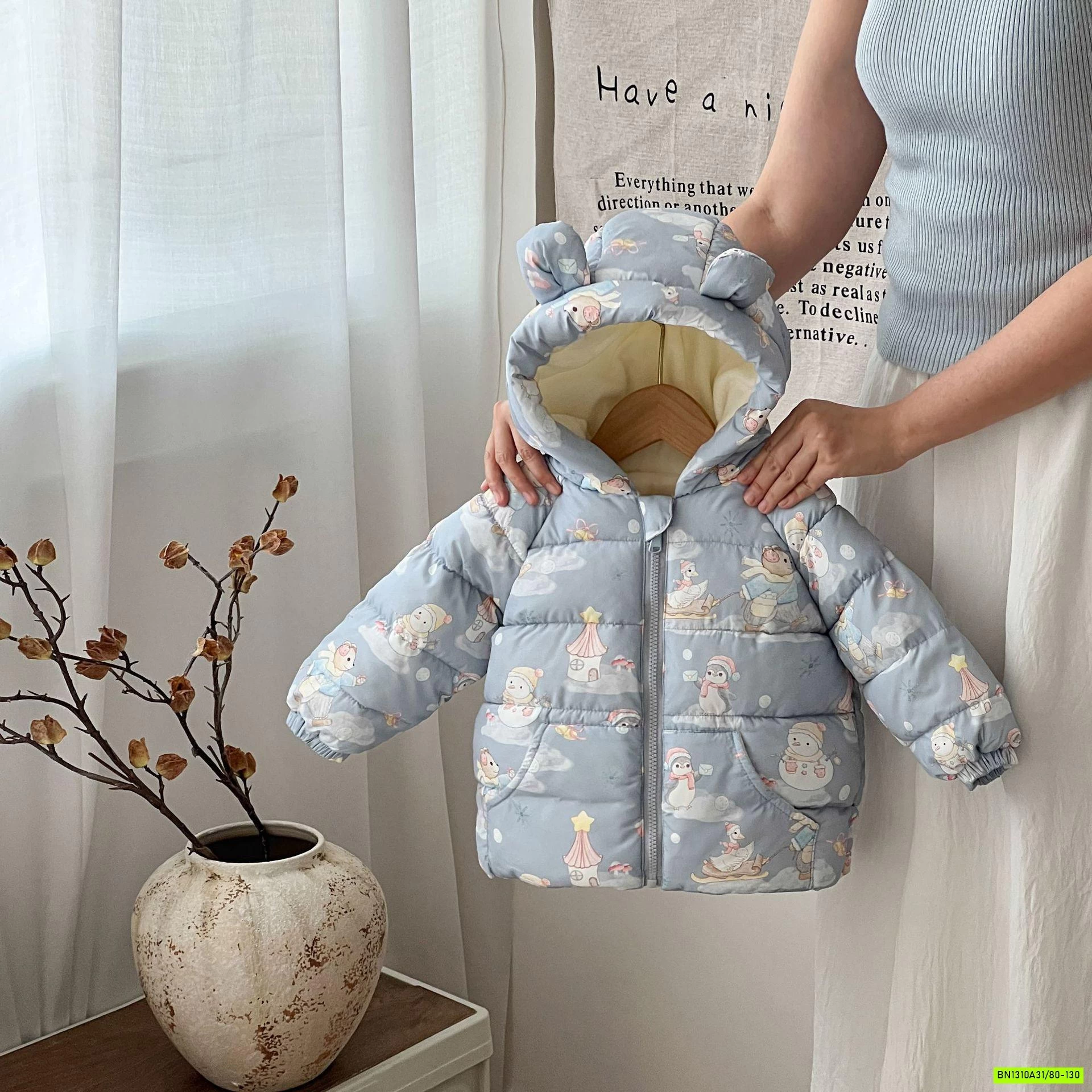 KHOÁC PHAO LÓT NỈ HỌA TIẾT