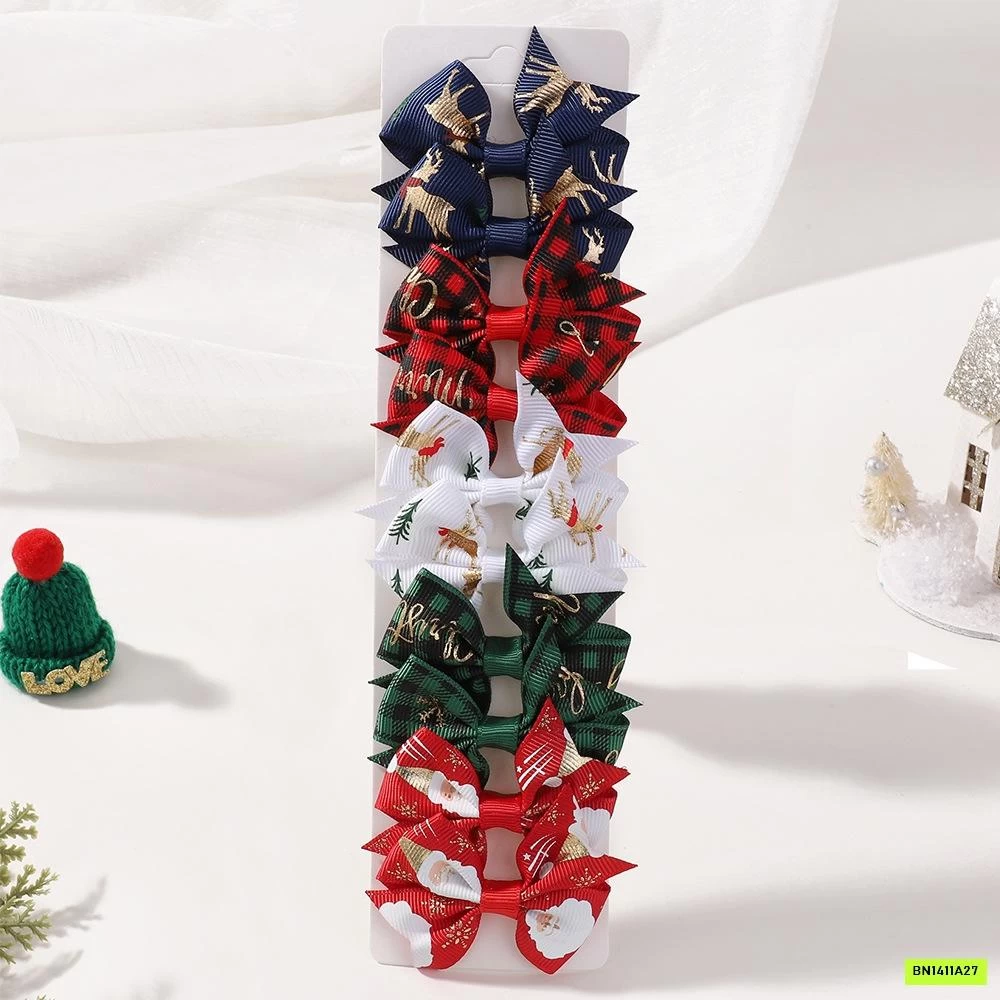 BỘ 10 KẸP TÓC NƠ GIÁNG SINH