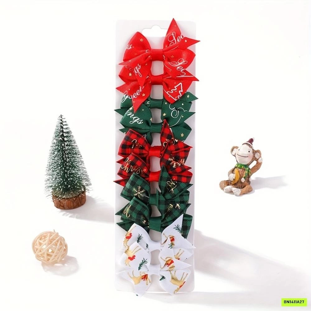 BỘ 10 KẸP TÓC NƠ GIÁNG SINH