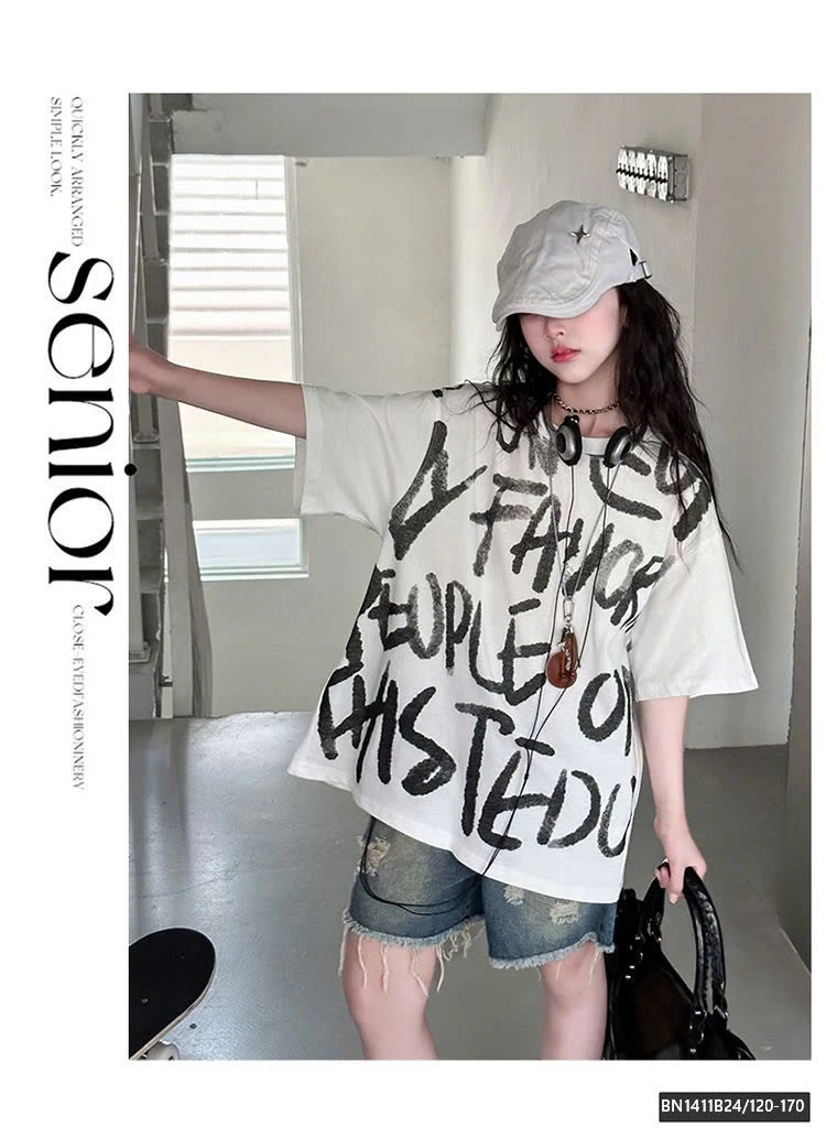 SET ÁO PHÔNG CHỮ MIX JEAN RÁCH SZ ĐẠI