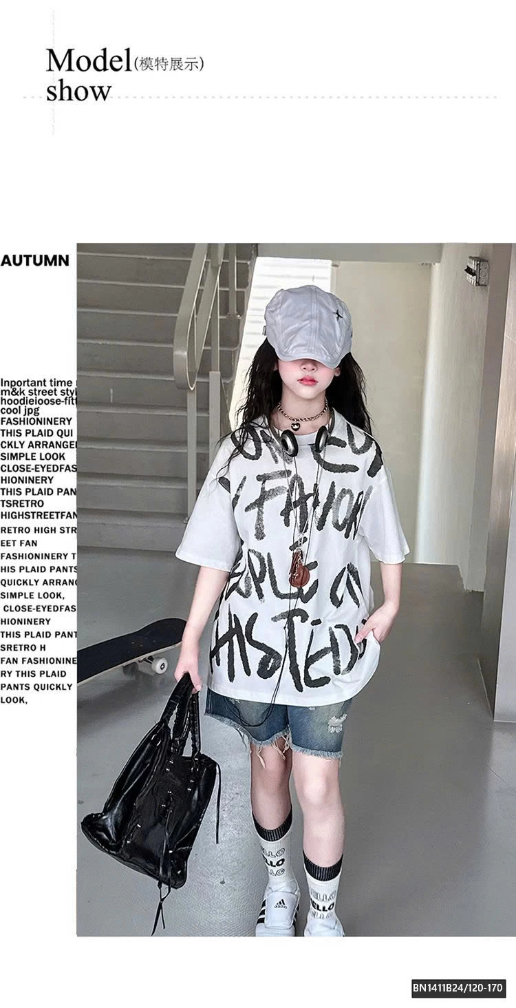 SET ÁO PHÔNG CHỮ MIX JEAN RÁCH SZ ĐẠI