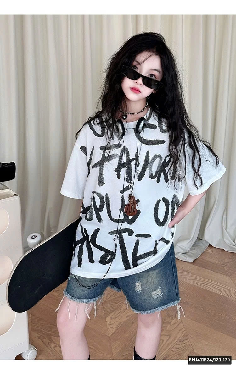 SET ÁO PHÔNG CHỮ MIX JEAN RÁCH SZ ĐẠI