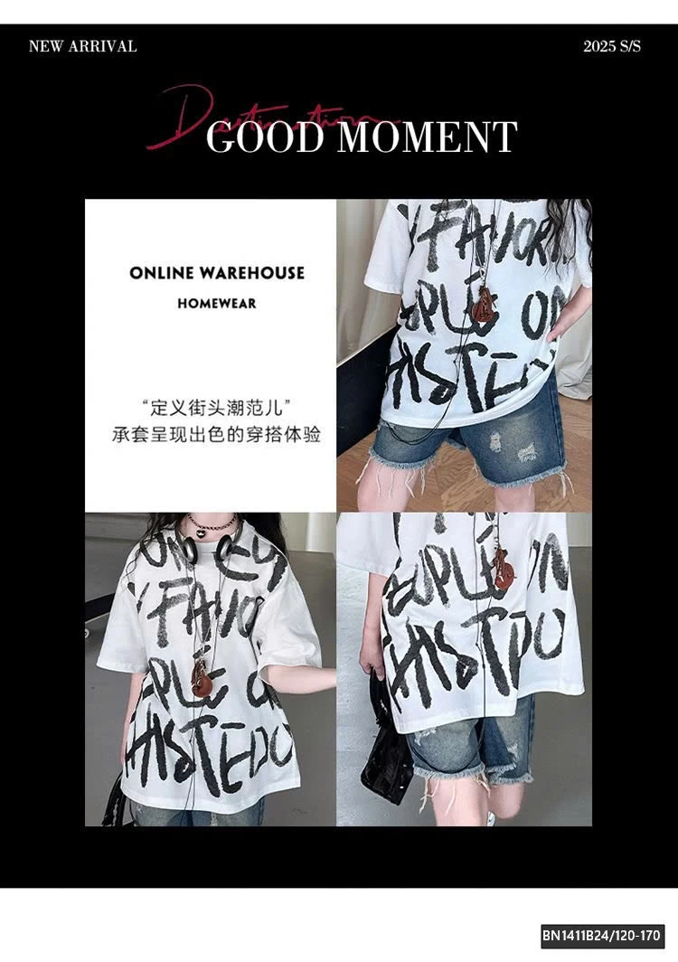 SET ÁO PHÔNG CHỮ MIX JEAN RÁCH SZ ĐẠI