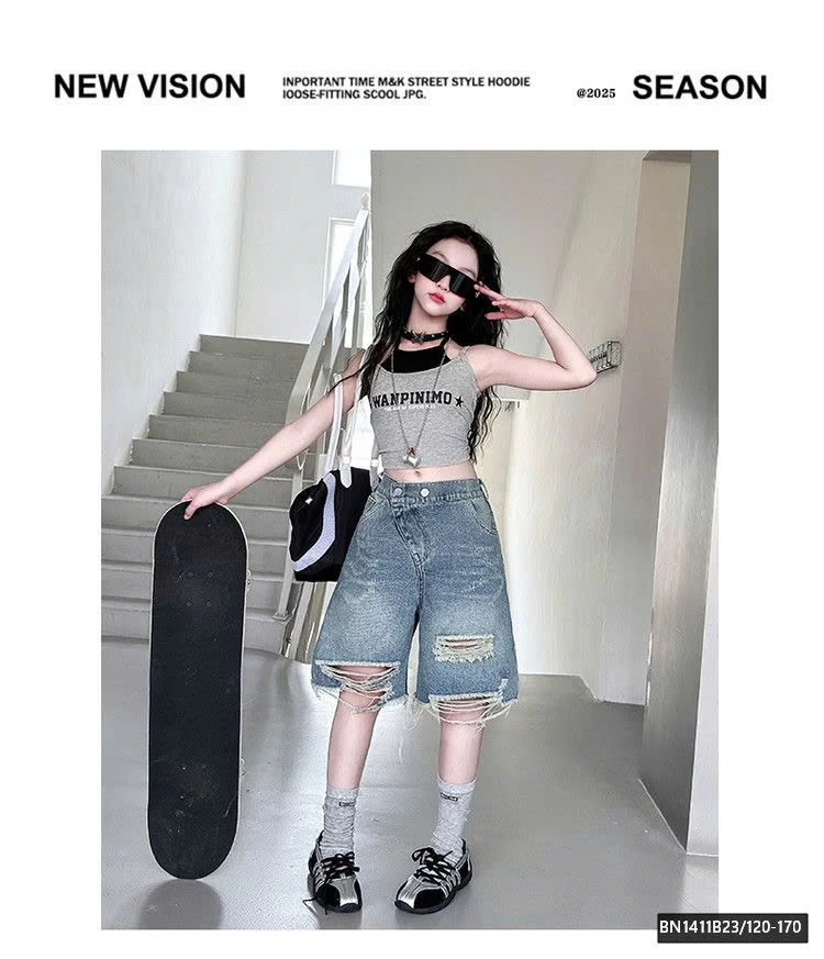 SET ÁO BA LỖ MIX QUẦN JEAN RÁCH