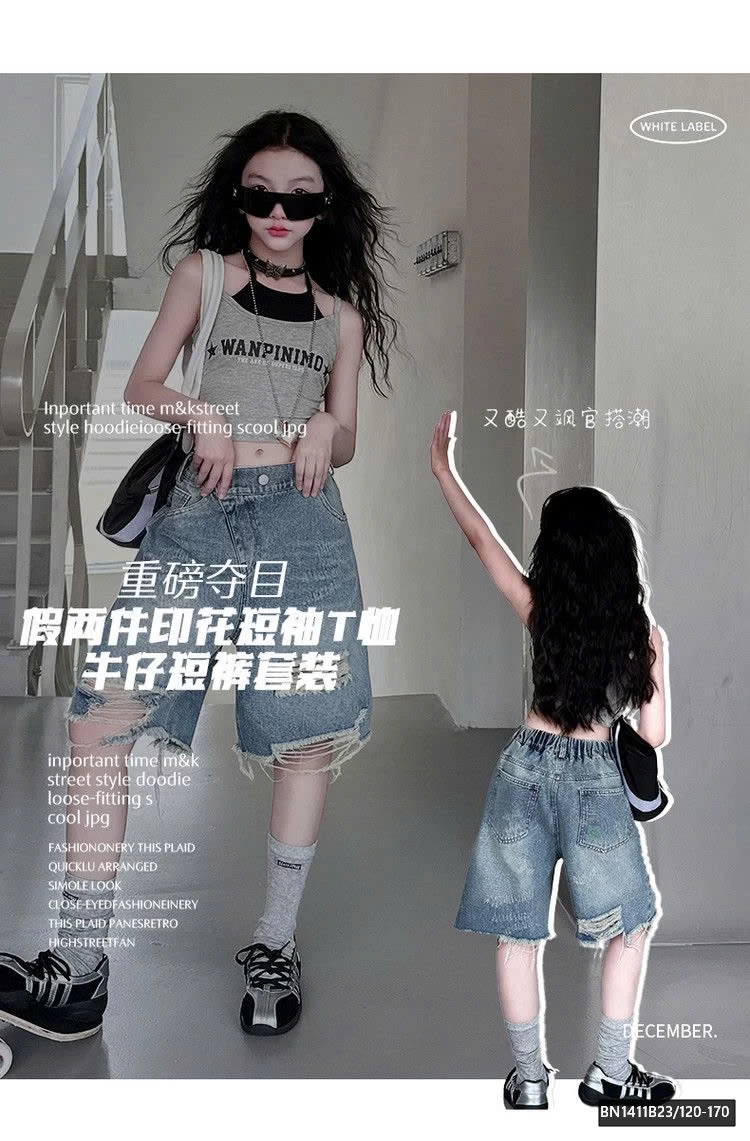 SET ÁO BA LỖ MIX QUẦN JEAN RÁCH