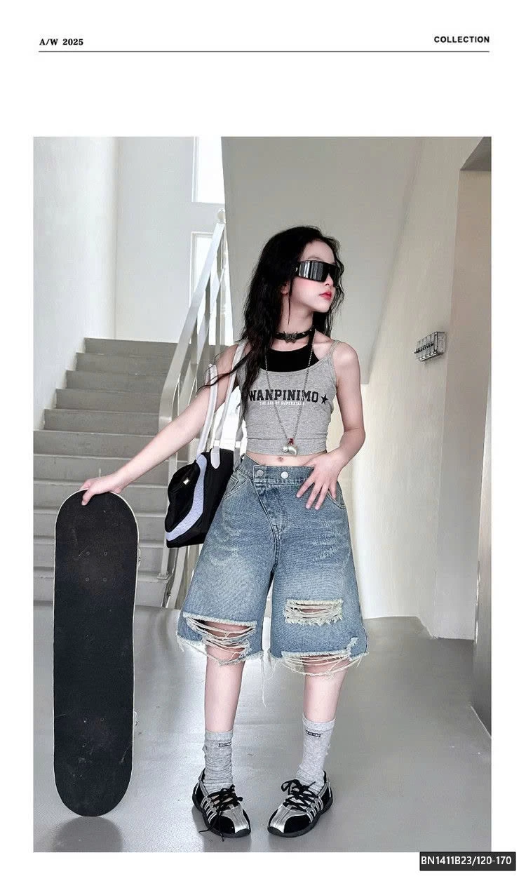 SET ÁO BA LỖ MIX QUẦN JEAN RÁCH