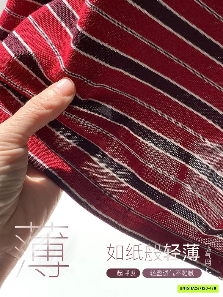 ÁO THUN ĐỎ KẺ NGANG PHỐI MÀU