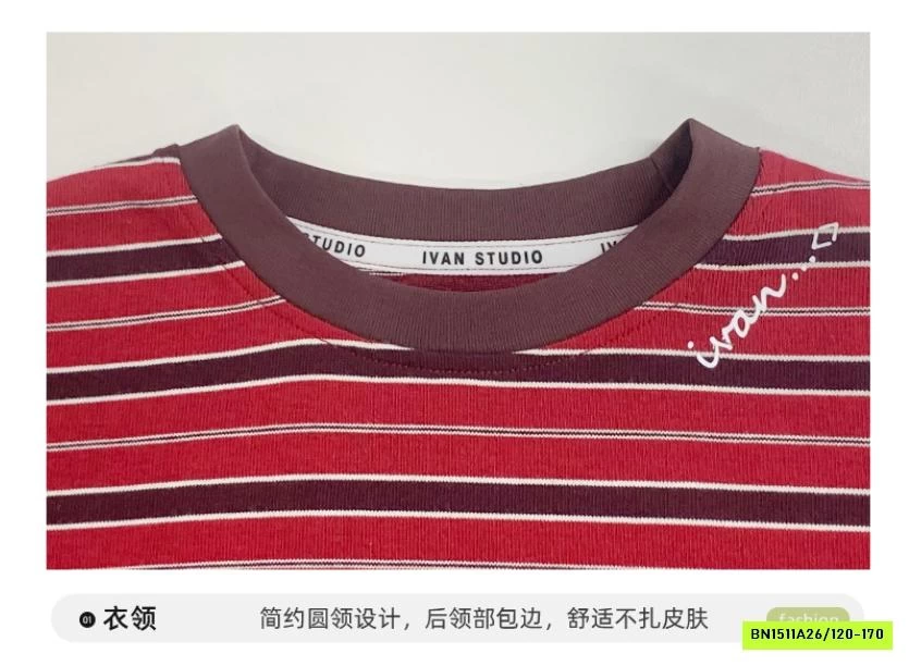 ÁO THUN ĐỎ KẺ NGANG PHỐI MÀU