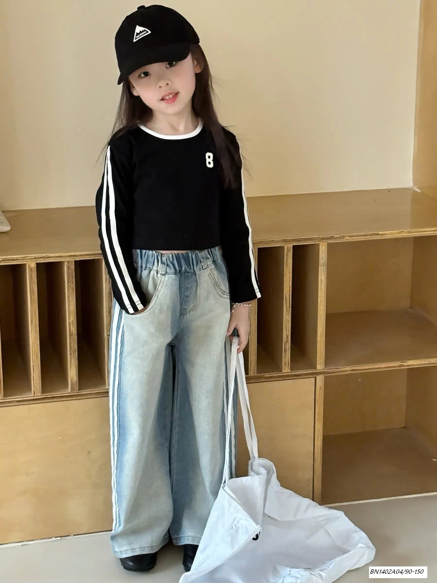 JEANS SUÔNG BẠC MÀU SỌC BÊN