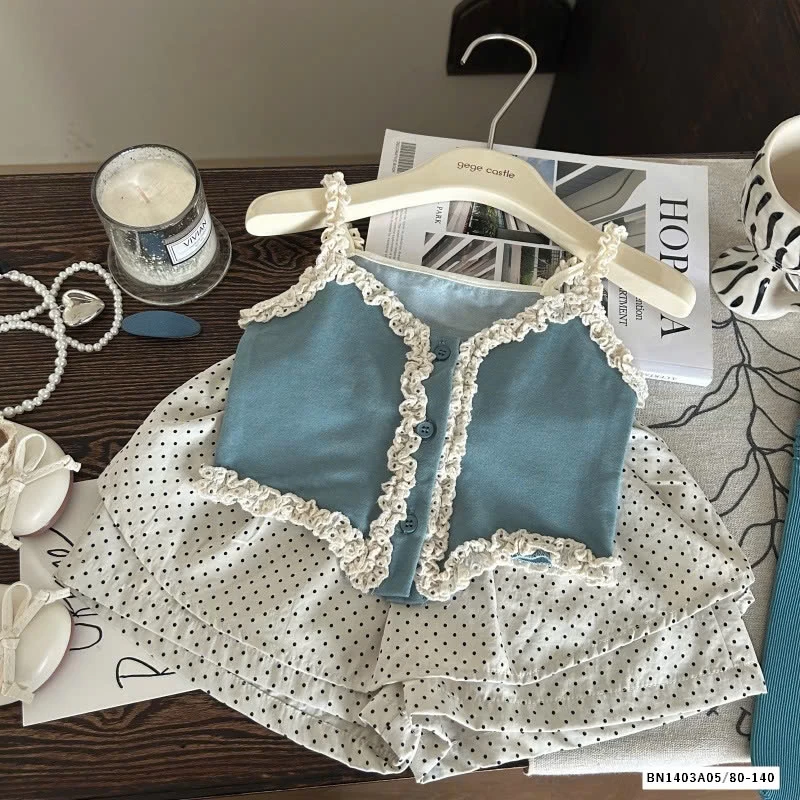 ÁO 2 DÂY VIỀN BÈO MIX QUẦN VÁY