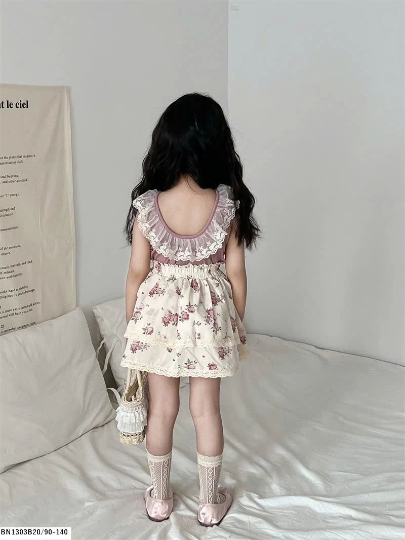 SÉT ÁO SÁT NÁCH MIX QUẦN VÁY HOA