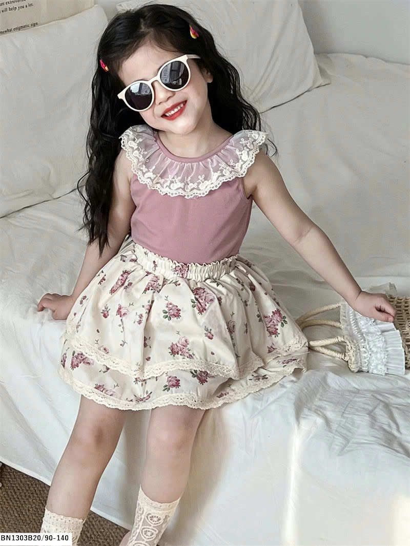 SÉT ÁO SÁT NÁCH MIX QUẦN VÁY HOA