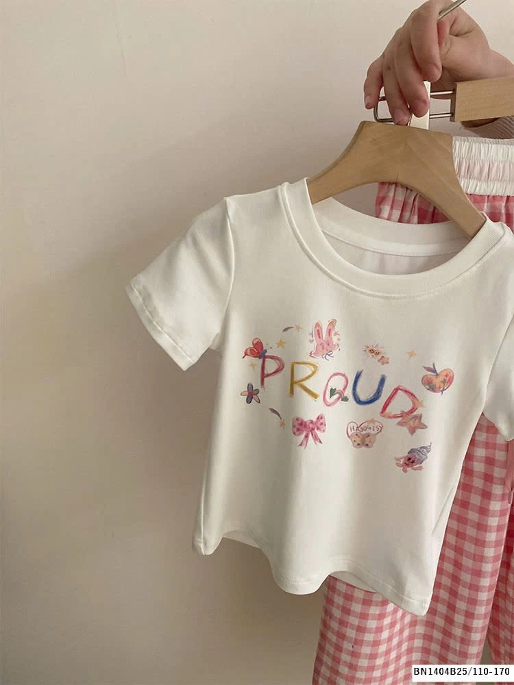 SÉT ÁO THUN IN NƠ MIX QUẦN CARO HỒNG