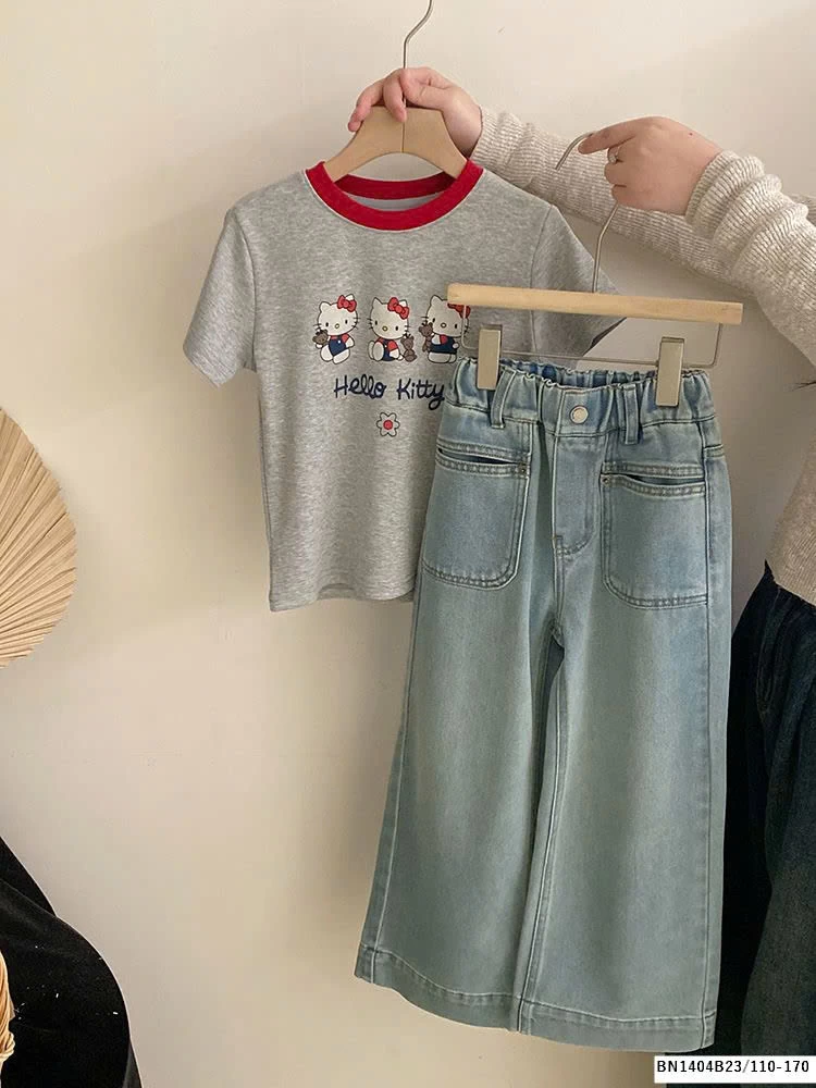 SÉT ÁO PHÔNG KITTY MIX QUẦN JEAN