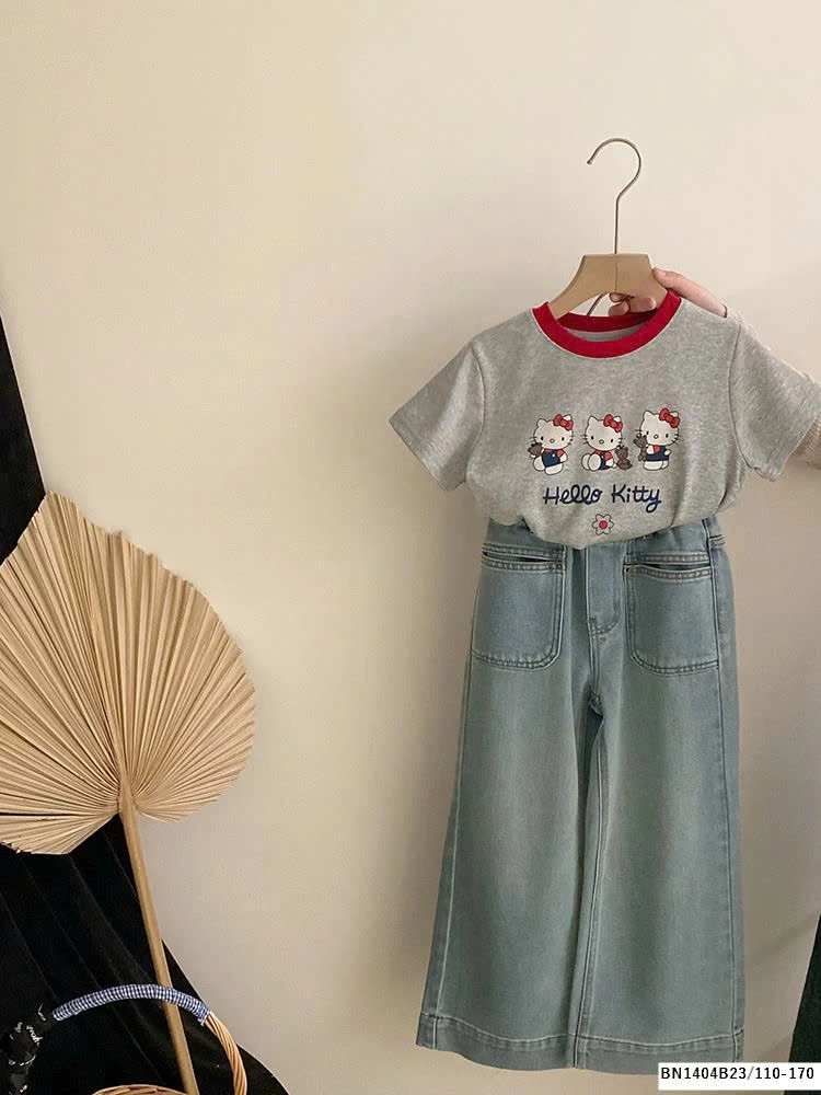 SÉT ÁO PHÔNG KITTY MIX QUẦN JEAN