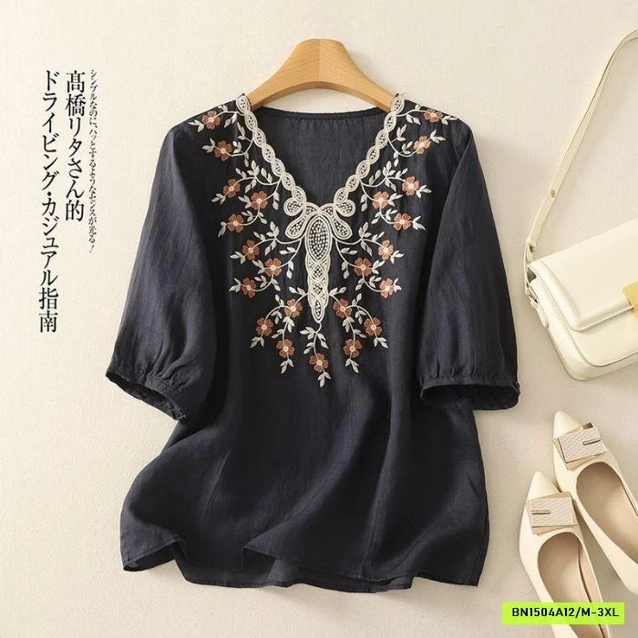 ÁO ĐŨI LINEN THÊU