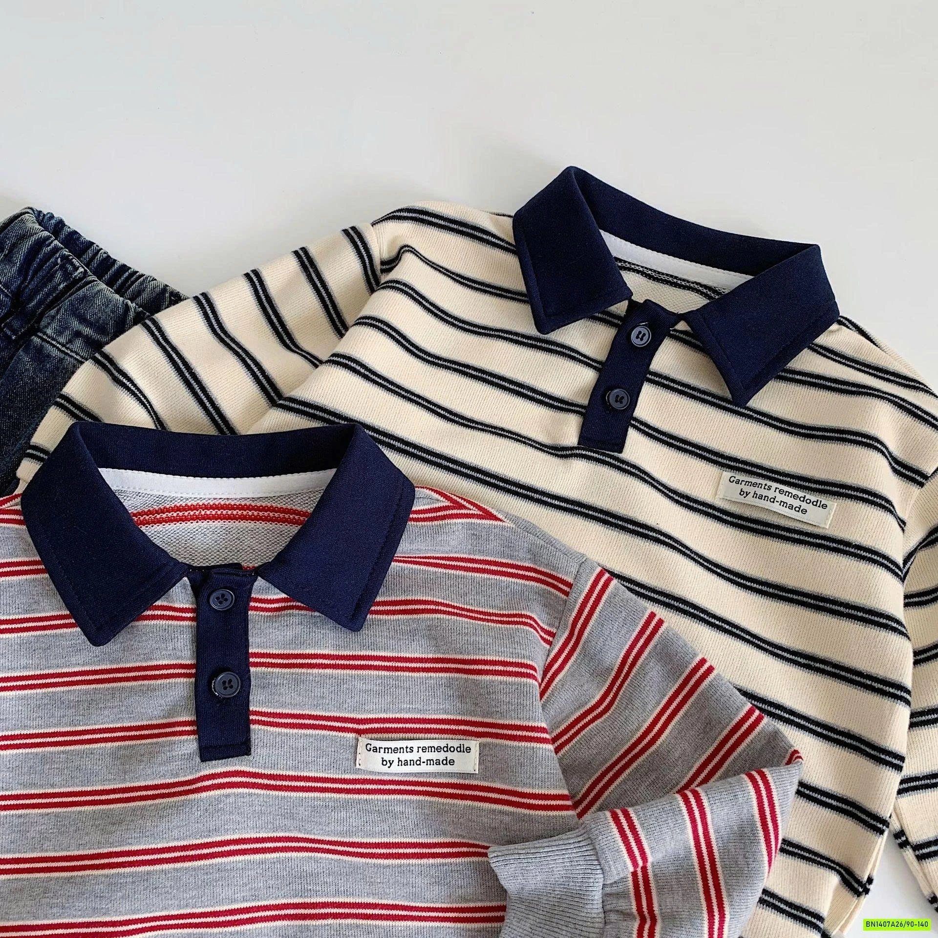 ÁO NỈ POLO KẺ CỔ PHỐI VIỀN