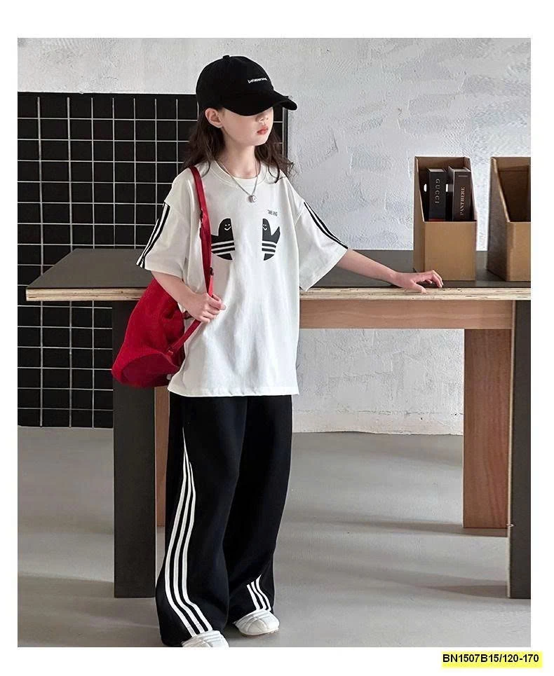 ÁO THUN DAS SỌC VAI BÉ GÁI LỚN