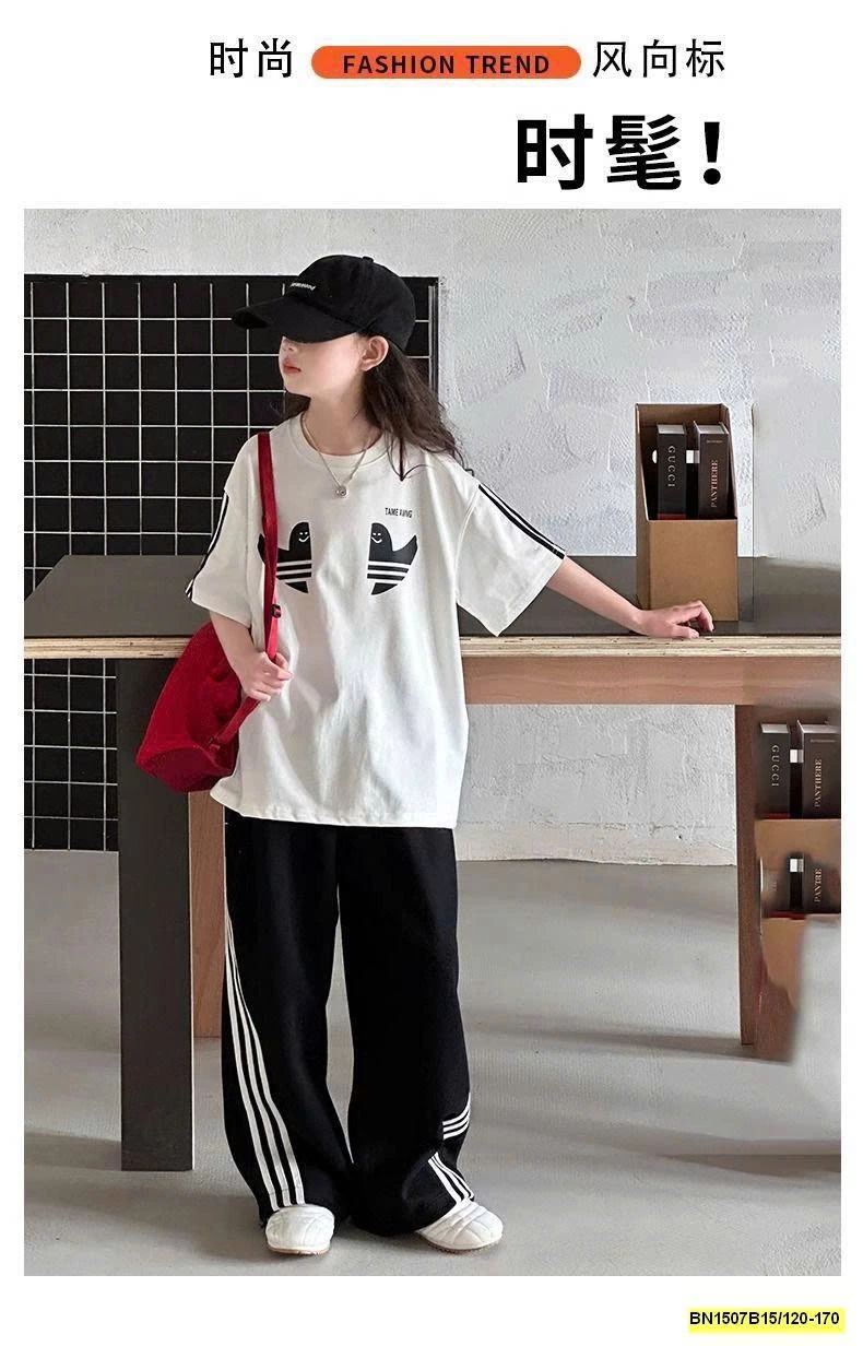 ÁO THUN DAS SỌC VAI BÉ GÁI LỚN