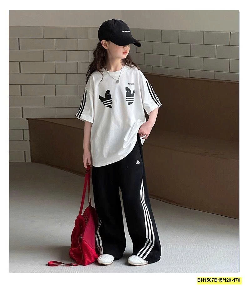 ÁO THUN DAS SỌC VAI BÉ GÁI LỚN