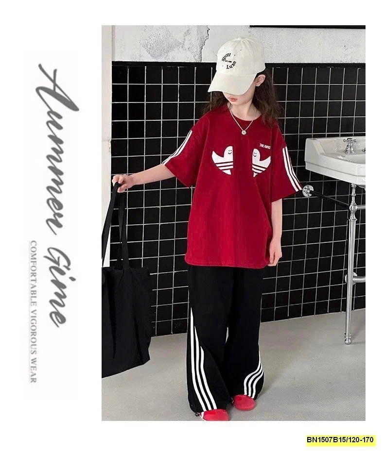 ÁO THUN DAS SỌC VAI BÉ GÁI LỚN