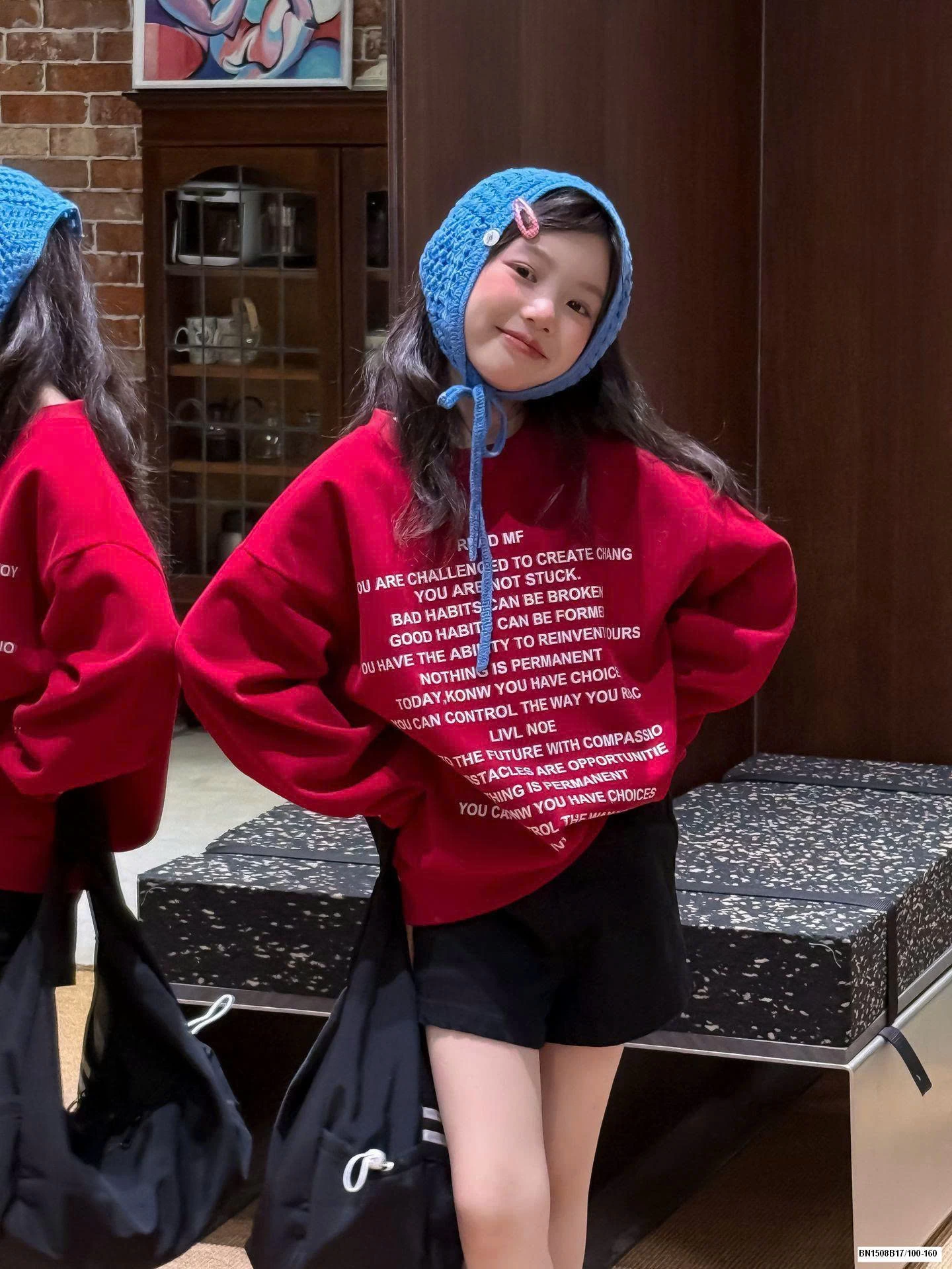 SET ÁO NỈ ĐỎ MIX QUẦN SHORT ĐEN