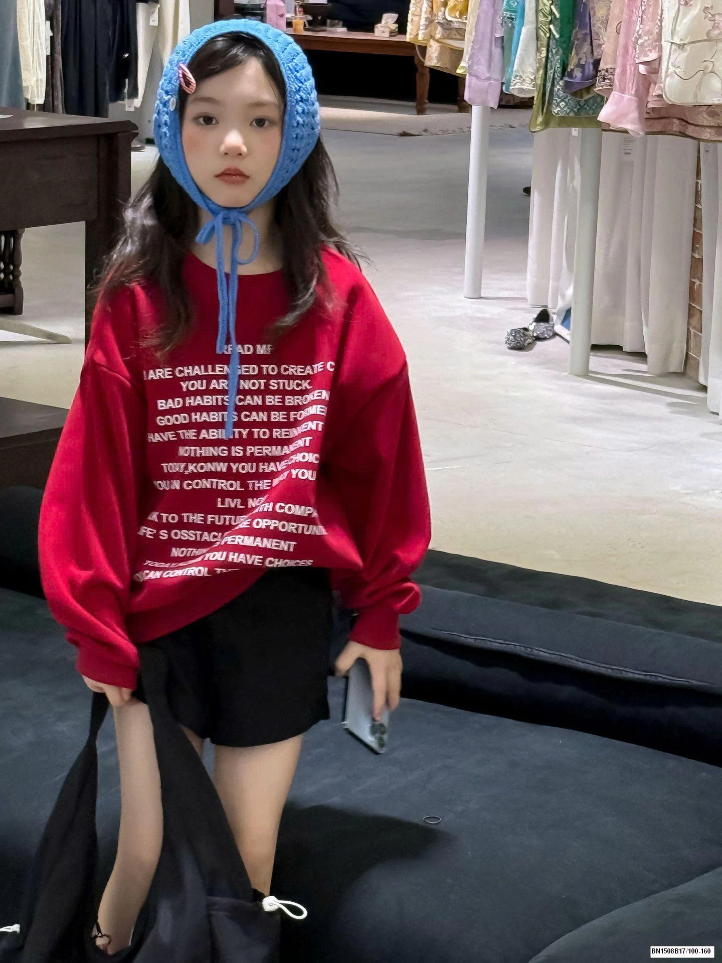 SET ÁO NỈ ĐỎ MIX QUẦN SHORT ĐEN