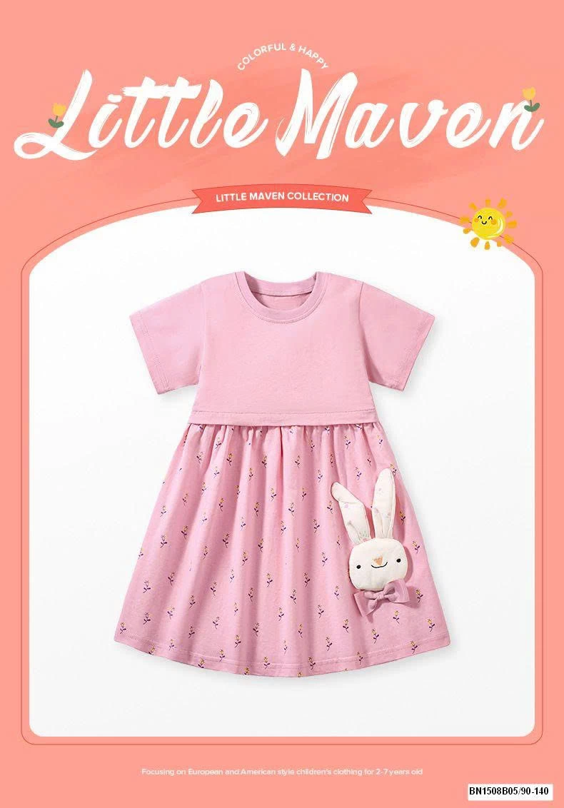 ĐẦM COTTON THỎ HỒNG LITEMAVEN