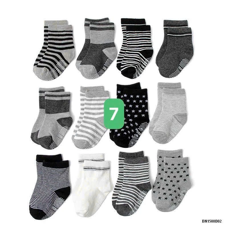 COMBO 12 ĐÔI TẤT CHỐNG TRƠN KID’S BASIC