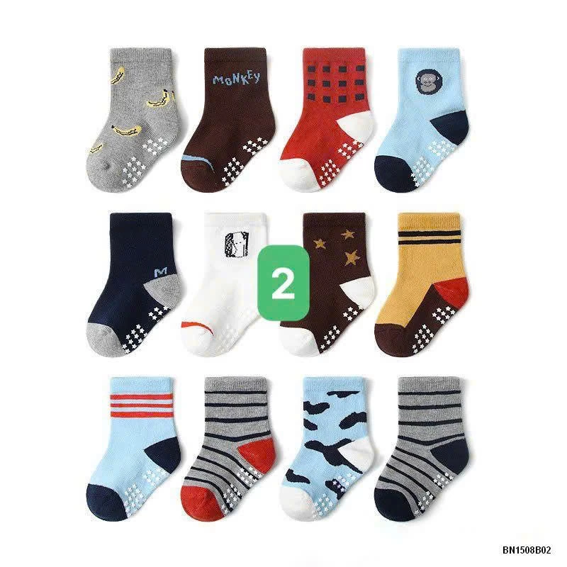 COMBO 12 ĐÔI TẤT CHỐNG TRƠN KID’S BASIC