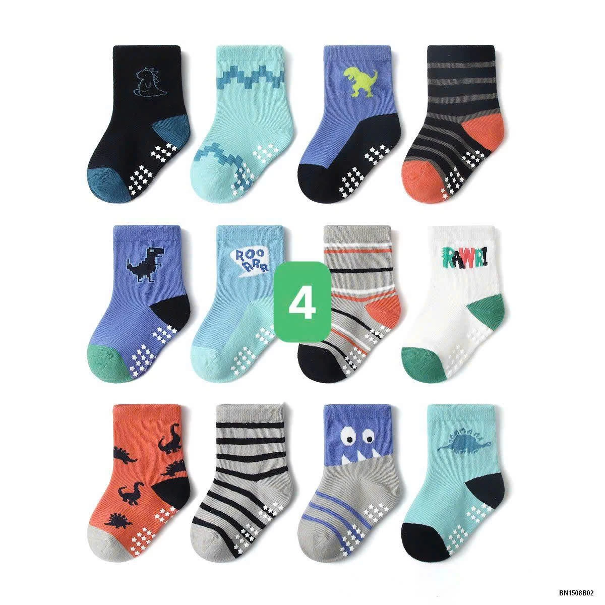 COMBO 12 ĐÔI TẤT CHỐNG TRƠN KID’S BASIC