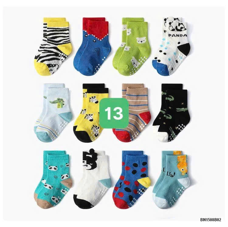 COMBO 12 ĐÔI TẤT CHỐNG TRƠN KID’S BASIC