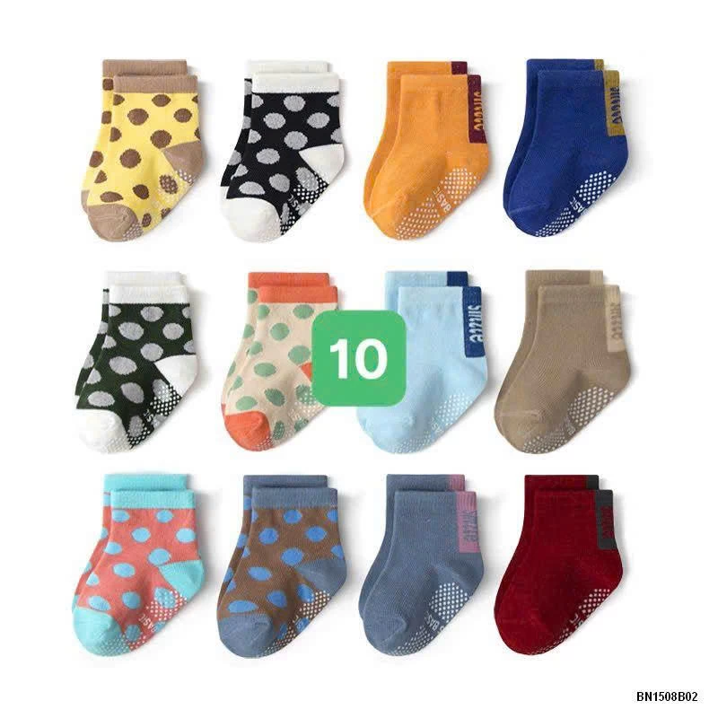 COMBO 12 ĐÔI TẤT CHỐNG TRƠN KID’S BASIC