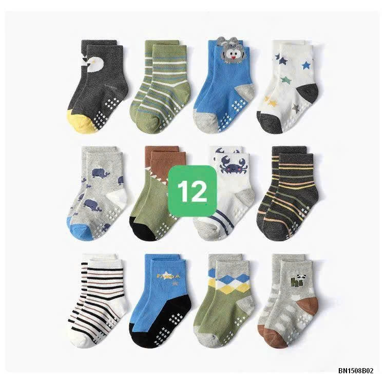 COMBO 12 ĐÔI TẤT CHỐNG TRƠN KID’S BASIC