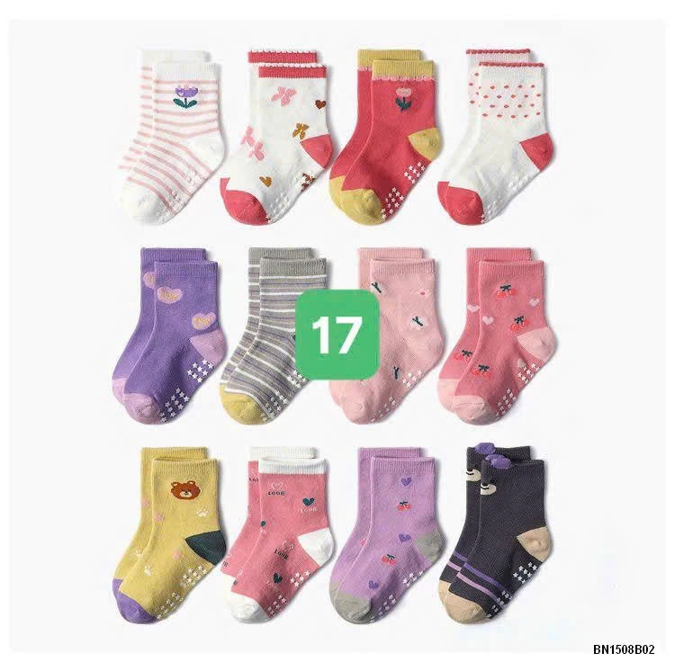 COMBO 12 ĐÔI TẤT CHỐNG TRƠN KID’S BASIC