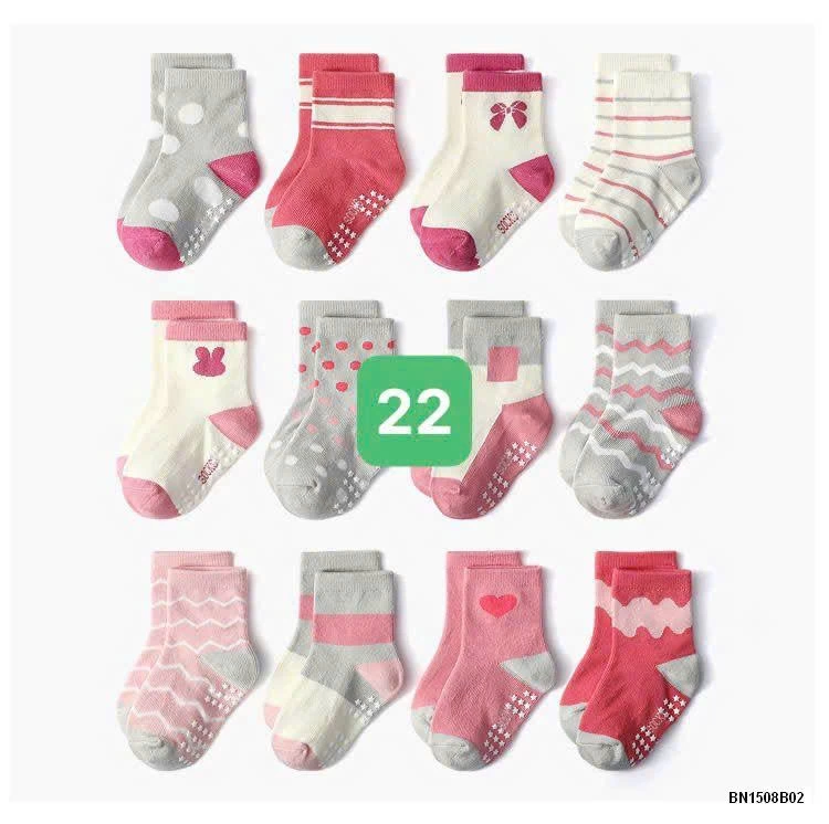 COMBO 12 ĐÔI TẤT CHỐNG TRƠN KID’S BASIC