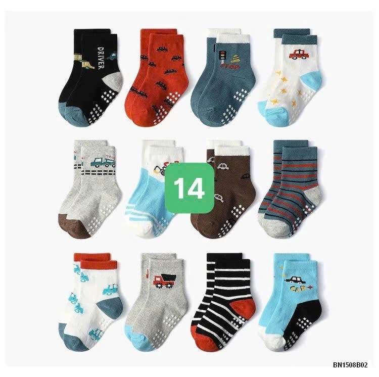 COMBO 12 ĐÔI TẤT CHỐNG TRƠN KID’S BASIC