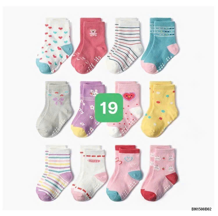 COMBO 12 ĐÔI TẤT CHỐNG TRƠN KID’S BASIC