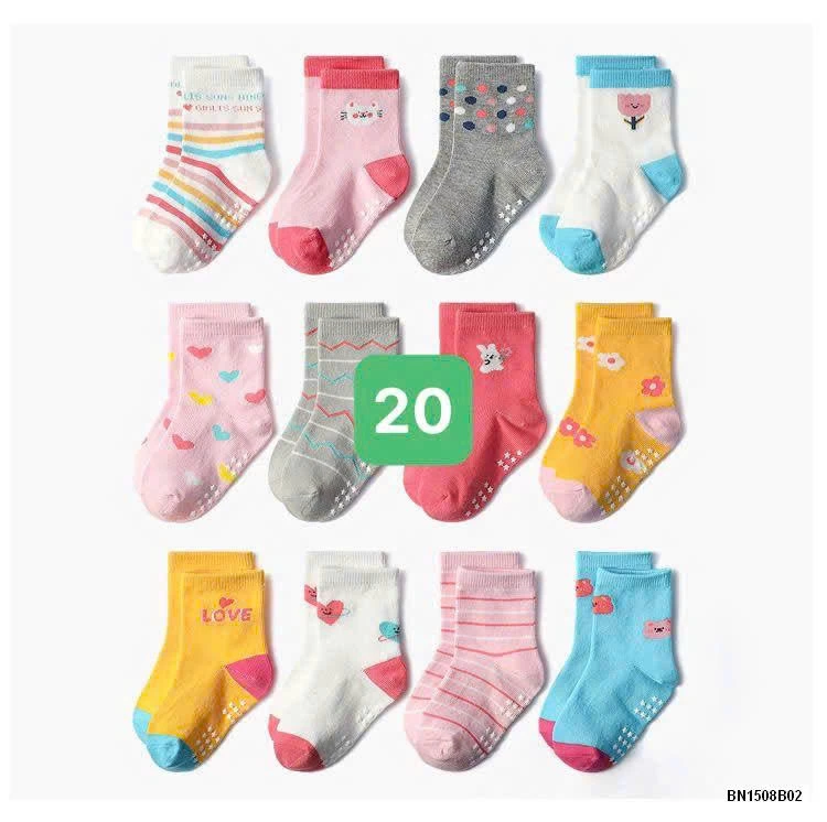 COMBO 12 ĐÔI TẤT CHỐNG TRƠN KID’S BASIC