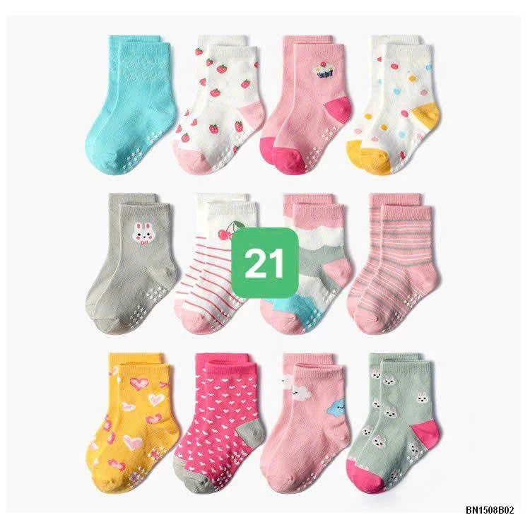 COMBO 12 ĐÔI TẤT CHỐNG TRƠN KID’S BASIC